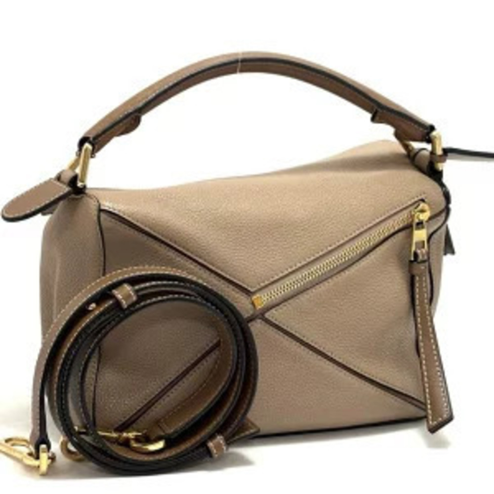 Loewe Leather Bag Shoulder Handbag Puzzle Beige Cream Tan Cream